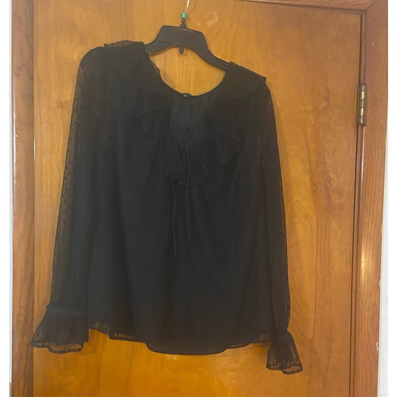J. Crew Tops - 💥Flash Sale💥 J Crew Black Ruffled Polka Dot Pullover Blouse